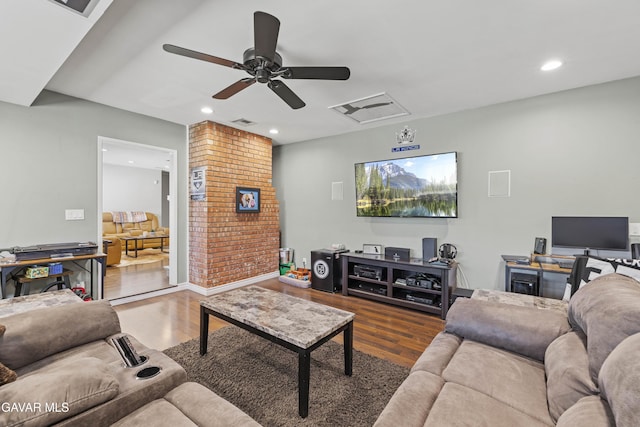 5136 W W Ave L8, Lancaster, CA 93536 - living room with ceiling fan, wood finished floors, and recessed lighting