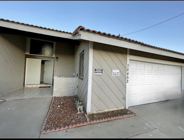 view of garage