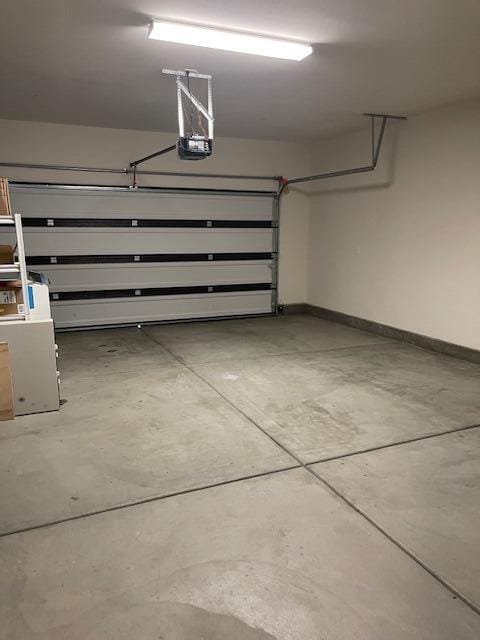 garage with a garage door opener