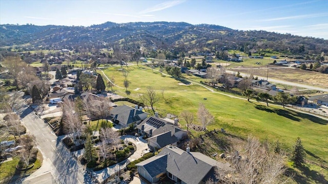 drone / aerial view with a mountain view