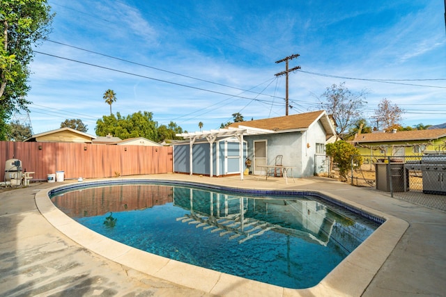 view of swimming pool with a patio