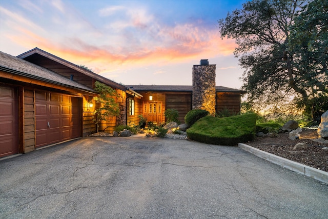 view of front of house with a garage