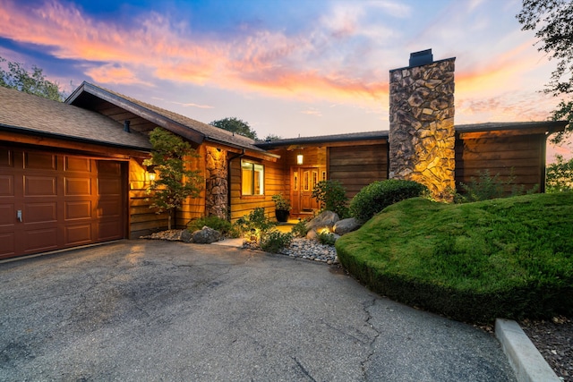 view of front of house with a garage