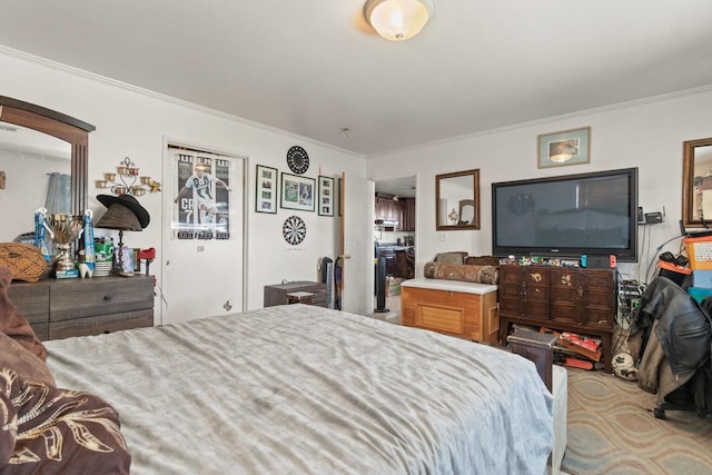 bedroom with crown molding