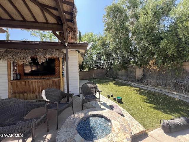 6001 Brougham St, Lancaster, CA 93536 - view of patio with ceiling fan and a gazebo