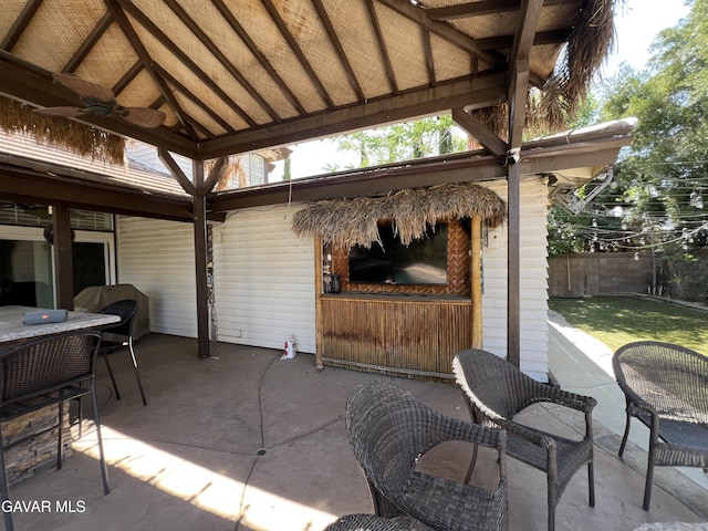 6001 Brougham St, Lancaster, CA 93536 - view of patio with a gazebo and ceiling fan