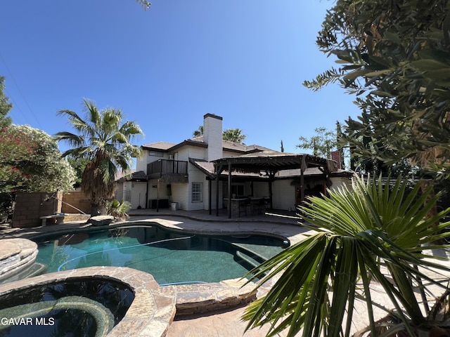 6001 Brougham St, Lancaster, CA 93536 - view of pool with a gazebo, a patio, and a pool with connected hot tub