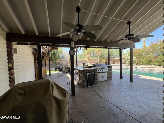 6001 Brougham St, Lancaster, CA 93536 - view of patio with a ceiling fan and area for grilling