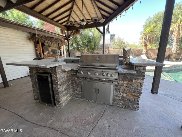 6001 Brougham St, Lancaster, CA 93536 - fenced backyard with area for grilling, a patio area, and a gazebo