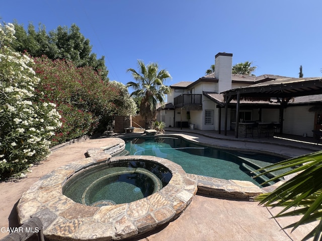 6001 Brougham St, Lancaster, CA 93536 - view of pool featuring a patio area, a gazebo, and a pool with connected hot tub