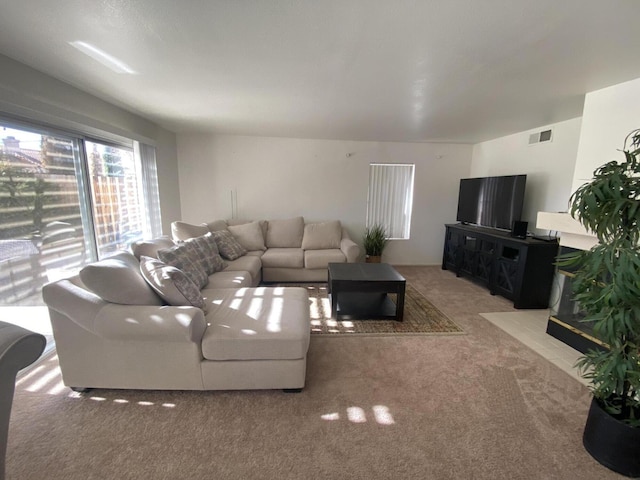 living room featuring carpet floors