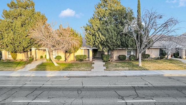 obstructed view of property featuring a front yard