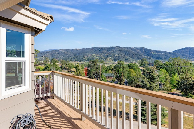 deck featuring a mountain view