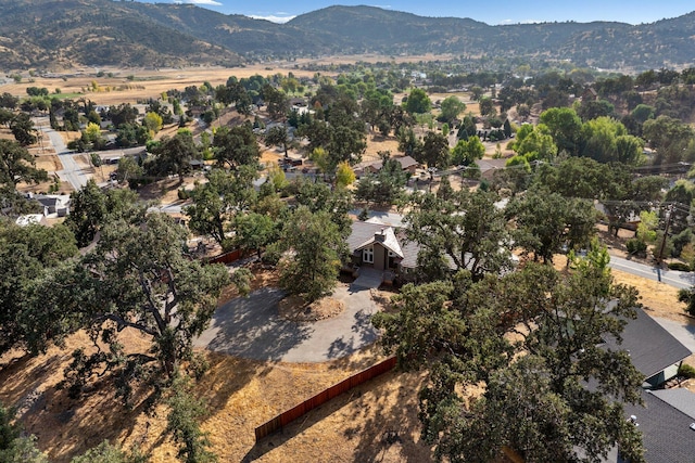 birds eye view of property with a mountain view