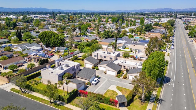 aerial view with a residential view and a mountain view