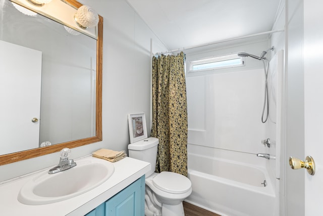 full bathroom featuring vanity, toilet, and shower / bath combo