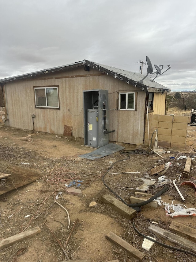 exterior space with water heater