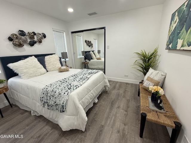 2340 N Thomas St, Los Angeles, CA 90031 - bedroom featuring dark wood finished floors, recessed lighting, and a closet