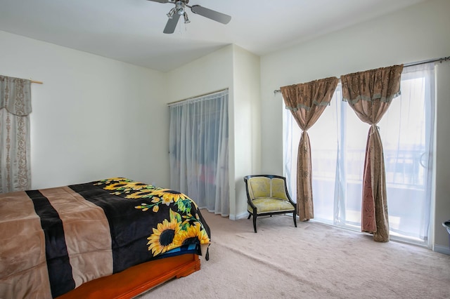 bedroom with carpet and ceiling fan