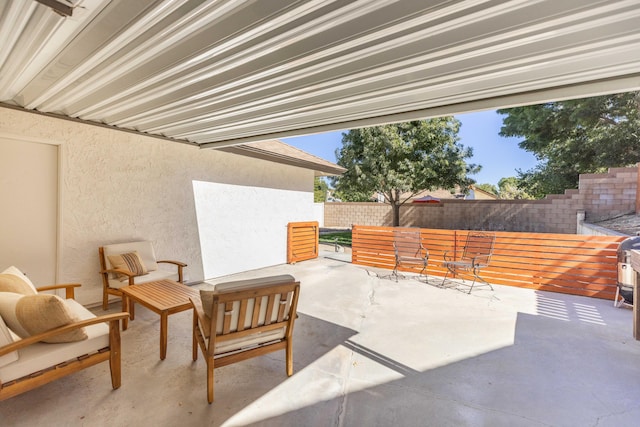 view of patio featuring an outdoor living space