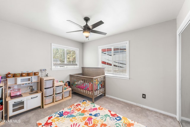 43249 W 42nd St, Lancaster, CA 93536 - bedroom featuring light carpet, a closet, and a ceiling fan