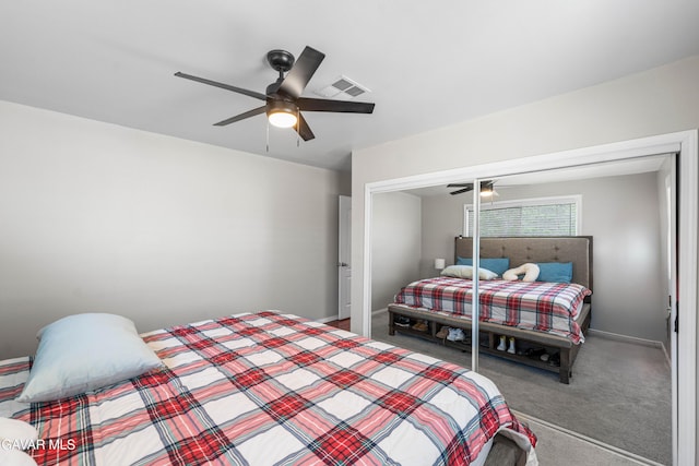 43249 W 42nd St, Lancaster, CA 93536 - carpeted bedroom with a closet and a ceiling fan