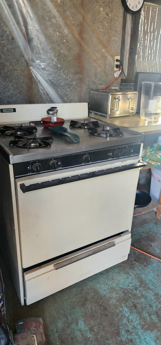 interior details with white gas range oven