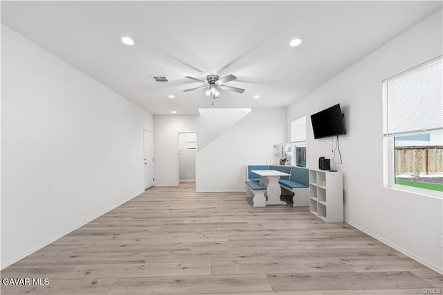 2436 Lugar Bonito Ct, Rosamond, CA 93560 - unfurnished office featuring ceiling fan, recessed lighting, and light wood-style flooring
