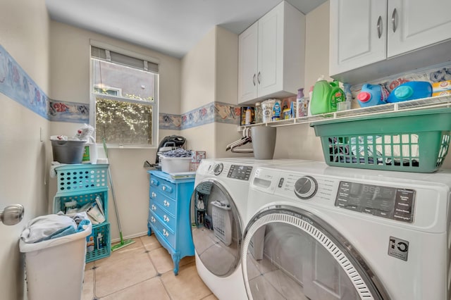 38360 Wakefield Pl, Palmdale, CA 93551 - laundry room featuring washer and dryer, cabinet space, and light tile patterned flooring