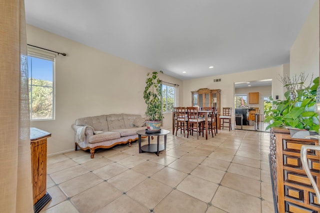 38360 Wakefield Pl, Palmdale, CA 93551 - living area featuring recessed lighting, light tile patterned floors, and baseboards