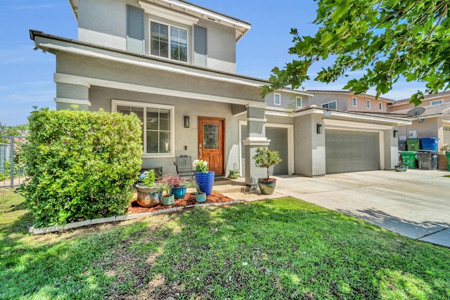 38360 Wakefield Pl, Palmdale, CA 93551 - traditional home featuring stucco siding, driveway, an attached garage, and a front yard