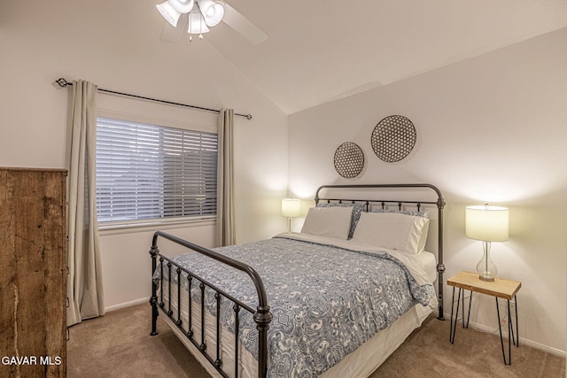 6015 Country Ln, Quartz Hill, CA 93536 - bedroom with carpet flooring, vaulted ceiling, and ceiling fan