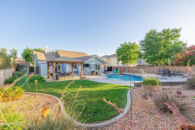 6015 Country Ln, Quartz Hill, CA 93536 - view of pool featuring a gazebo, a fenced backyard, and a patio area