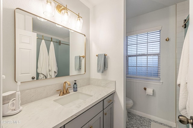 6015 Country Ln, Quartz Hill, CA 93536 - bathroom with vanity, a shower with curtain, and tile patterned flooring