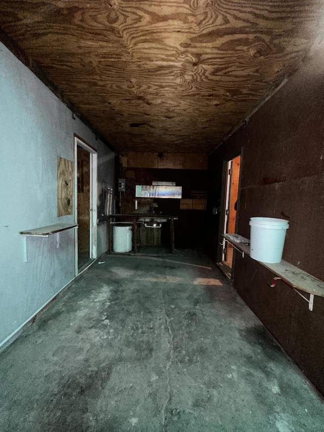 interior space featuring wooden ceiling