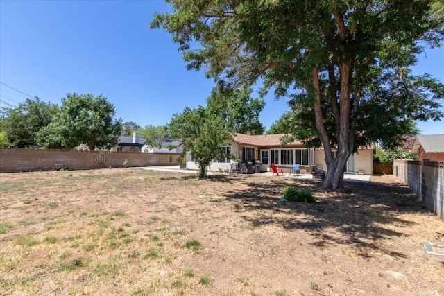 view of yard with a patio area