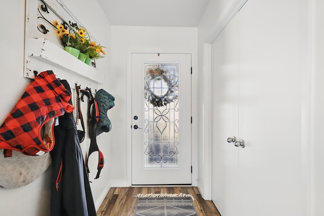 entryway featuring dark wood-style flooring