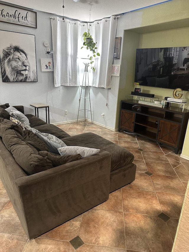 view of tiled living room