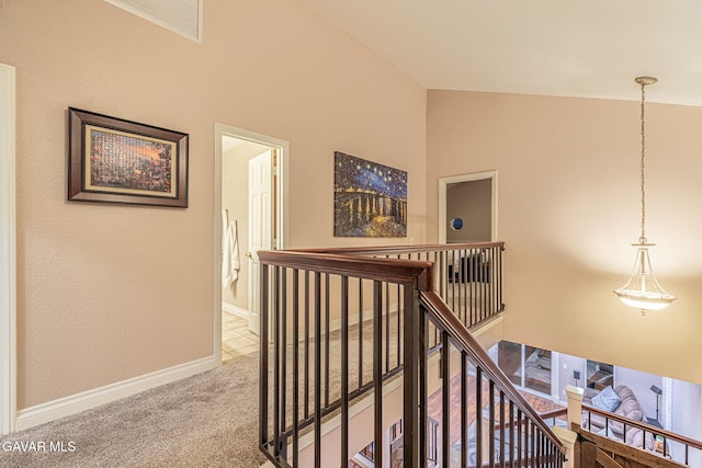 42725 Deer Walk Rd, Lake Hughes, CA 93532 - hallway featuring an upstairs landing and light colored carpet