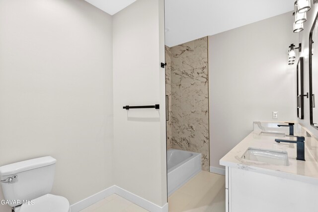 9207 Margery Ave, California City, CA 93505 - full bathroom with double vanity and tub / shower combination