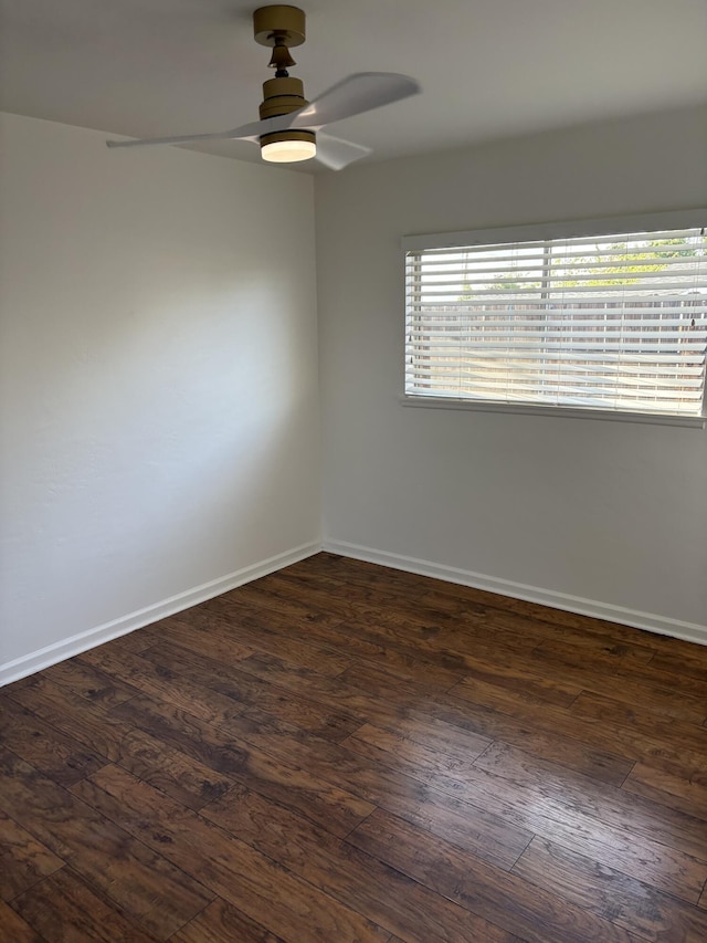 38810 Foxholm Dr, Palmdale, CA 93551 - empty room with ceiling fan, dark wood finished floors, and baseboards