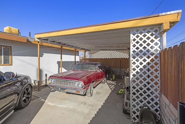 view of car parking with a carport