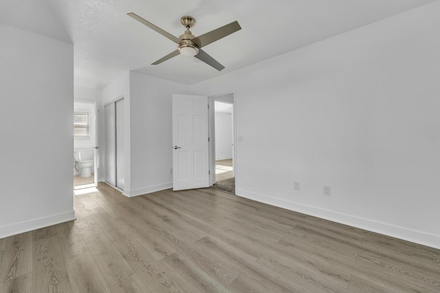 interior space featuring ceiling fan and light hardwood / wood-style floors