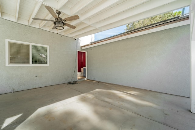 view of patio featuring ceiling fan