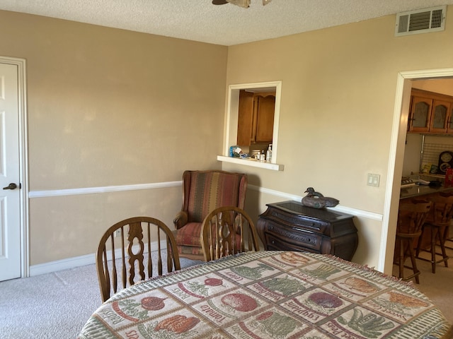 carpeted bedroom with a textured ceiling