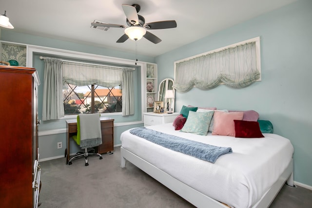 bedroom with carpet floors and ceiling fan