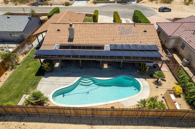 21561 Sheridan Ct, California City, CA 93505 - view of pool with a patio, a fenced in pool, and a fenced backyard