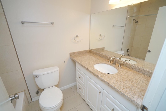 28093 Robin Ave Unit 150, Santa Clarita, CA 91350 - full bath featuring toilet, vanity, tile patterned floors, baseboards, and shower / bath combination