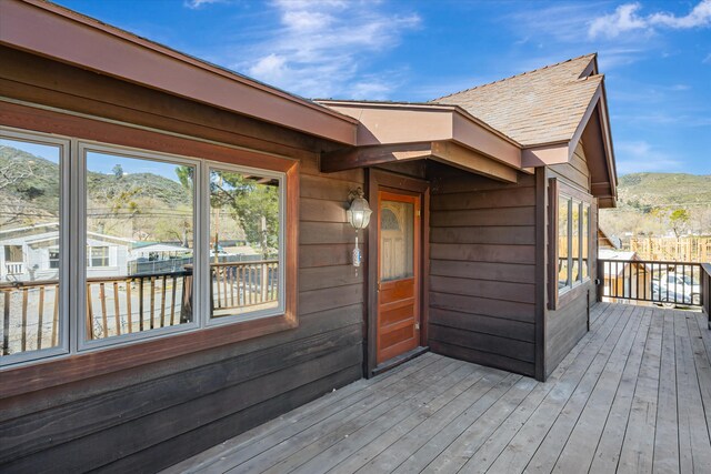 deck with a mountain view