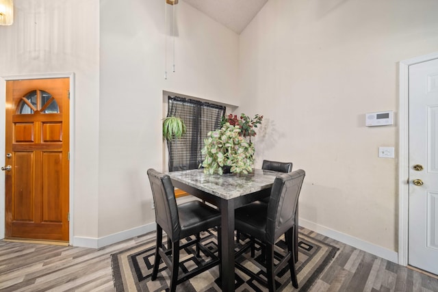 dining area with hardwood / wood-style floors